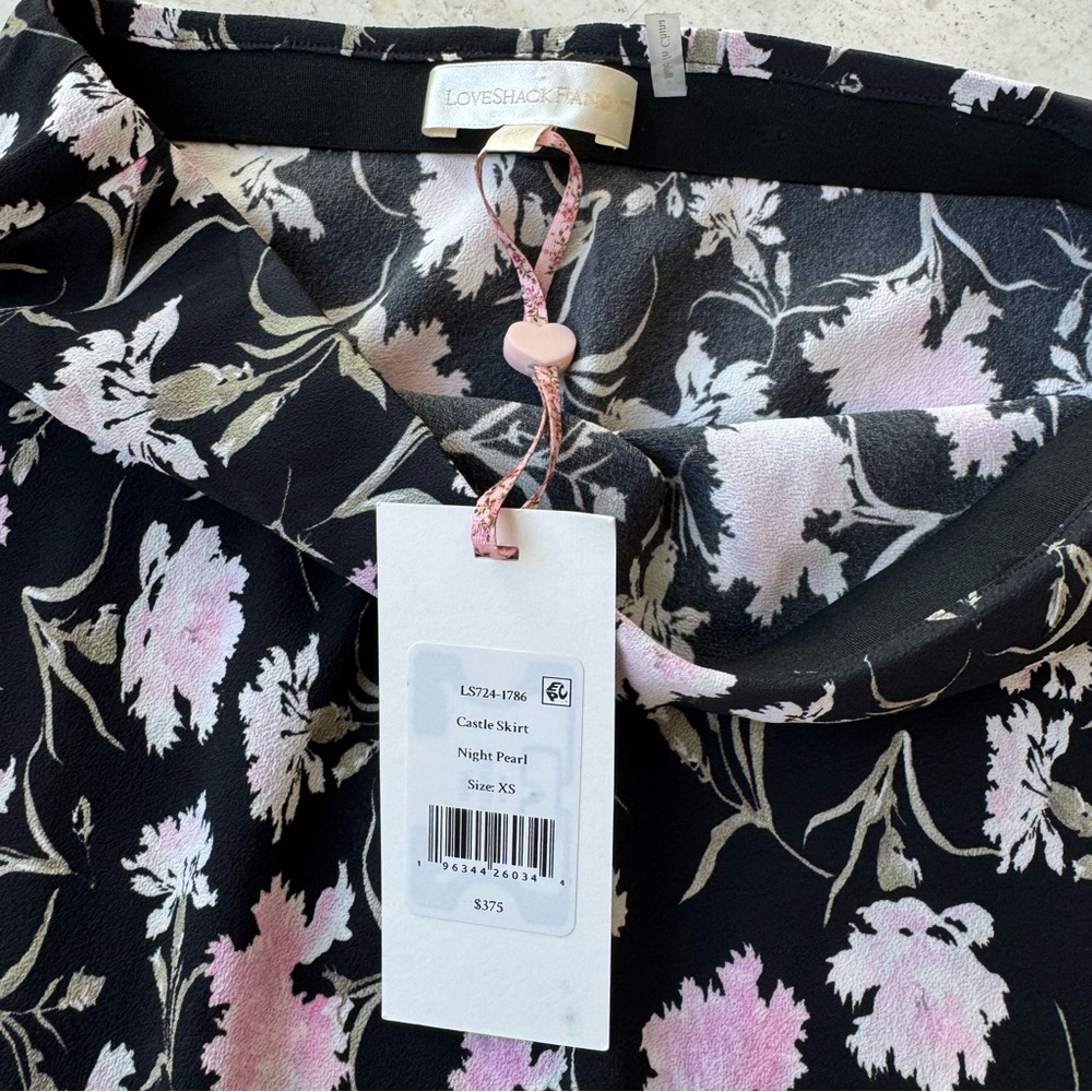 LoveShackFancy Castel Floral Black and Pink Maxi Skirt size XS - Picture 9 of 14